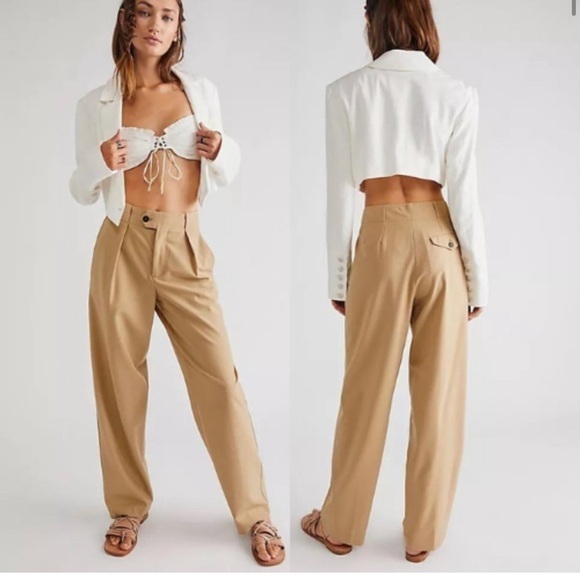 NWOT‎ Free People Closed Mawson Trousers Jeans Sz 32 Icy Peach - Picture 1 of 11